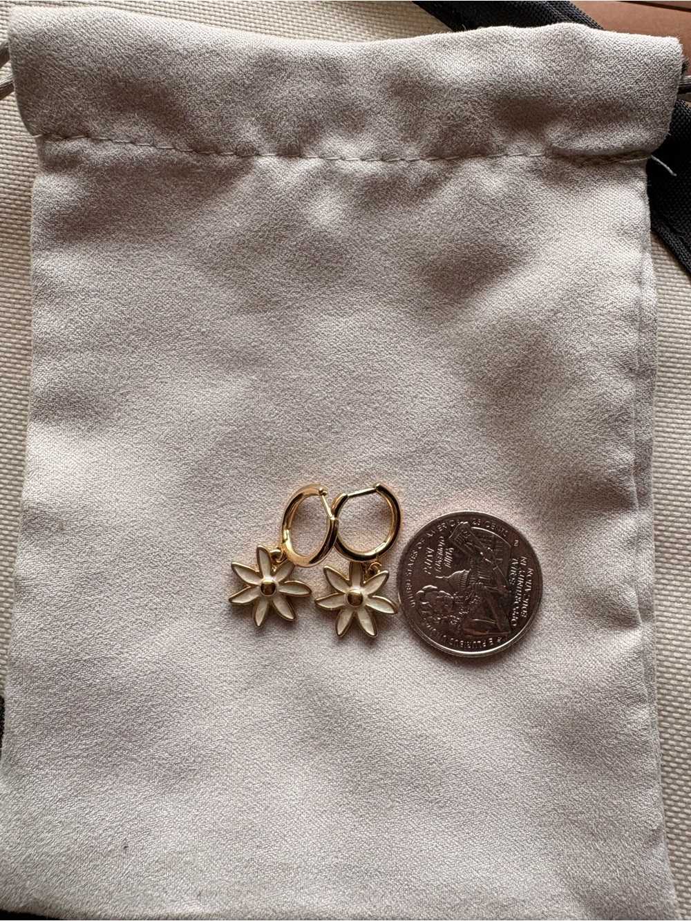 Gold Flower Hoop Earrings - Elegant Daisy Drop